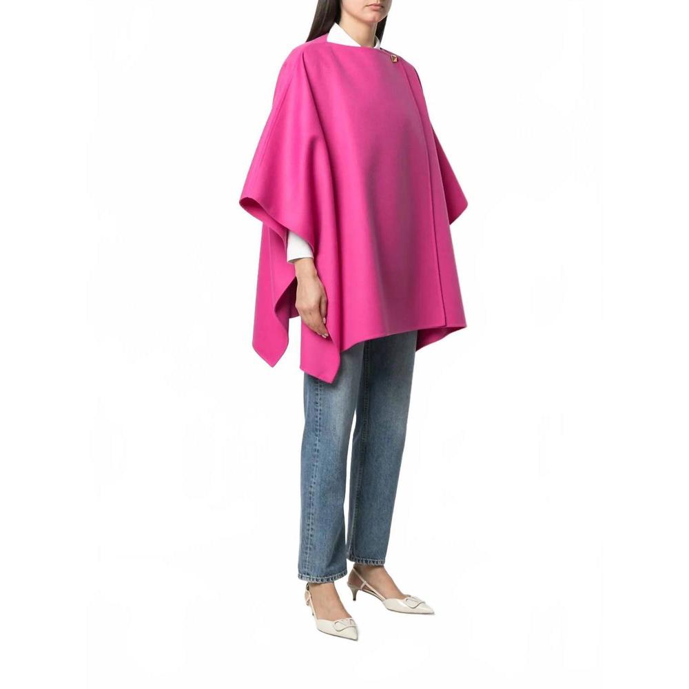 NEW VALENTINO draped button cape in pink